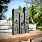 Dancing Bones Solar Skeleton Lights | Rustic Steel Halloween Luminaries
