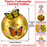 Golden Butterfly Garden Glass Christmas Ornament – 3D Keepsake
