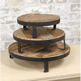 Rustic Wood & Metal Round Display Risers | Set of 3