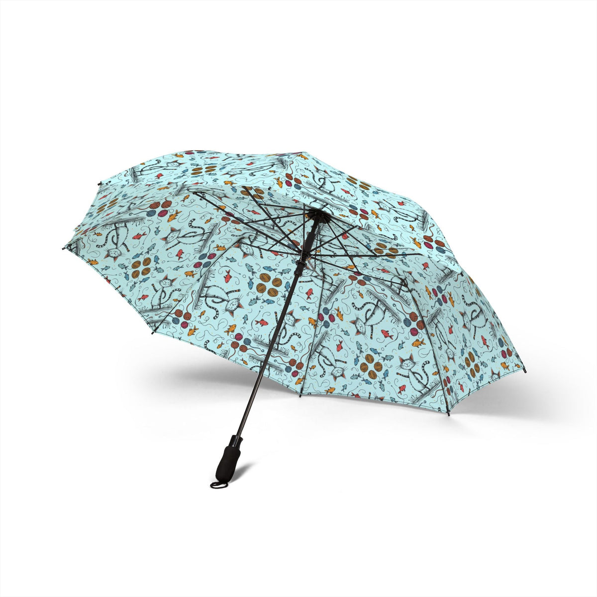 Happy Cat Patterned Umbrella for Every Occasion (Semi-Automatic)