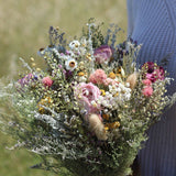 Flower Crown Ranunnculus & Lavender Dried / Dry Flower Wedding, Rustic Boho Brides, Bridesmaid bouquet, Wildflowers Dried bouquet