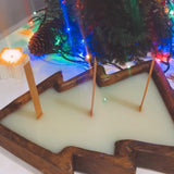 Large Christmas Tree Wooden Dough Bowl Scented Candle – Handcrafted Soy Wax Holiday Decor & Gift