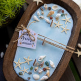 Handcrafted Seashell & Starfish Soy Wax Candle | Farmhouse Summer Decor | Triple Wooden Wicks