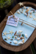 Handcrafted Seashell & Starfish Soy Wax Candle | Farmhouse Summer Decor | Triple Wooden Wicks