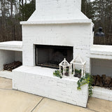 Distressed White Wooden Lanterns – Farmhouse Décor Set of 2