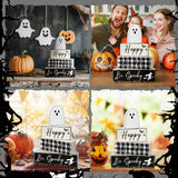 Happy Halloween Ghost Wooden Block Signs – Set of 4