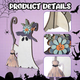 Yousoontic Wooden Halloween Ghost Witch Tabletop Decor 11x7.9in Black White