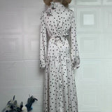 Polka Dot Satin Maxi Dress