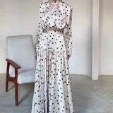 Polka Dot Satin Maxi Dress