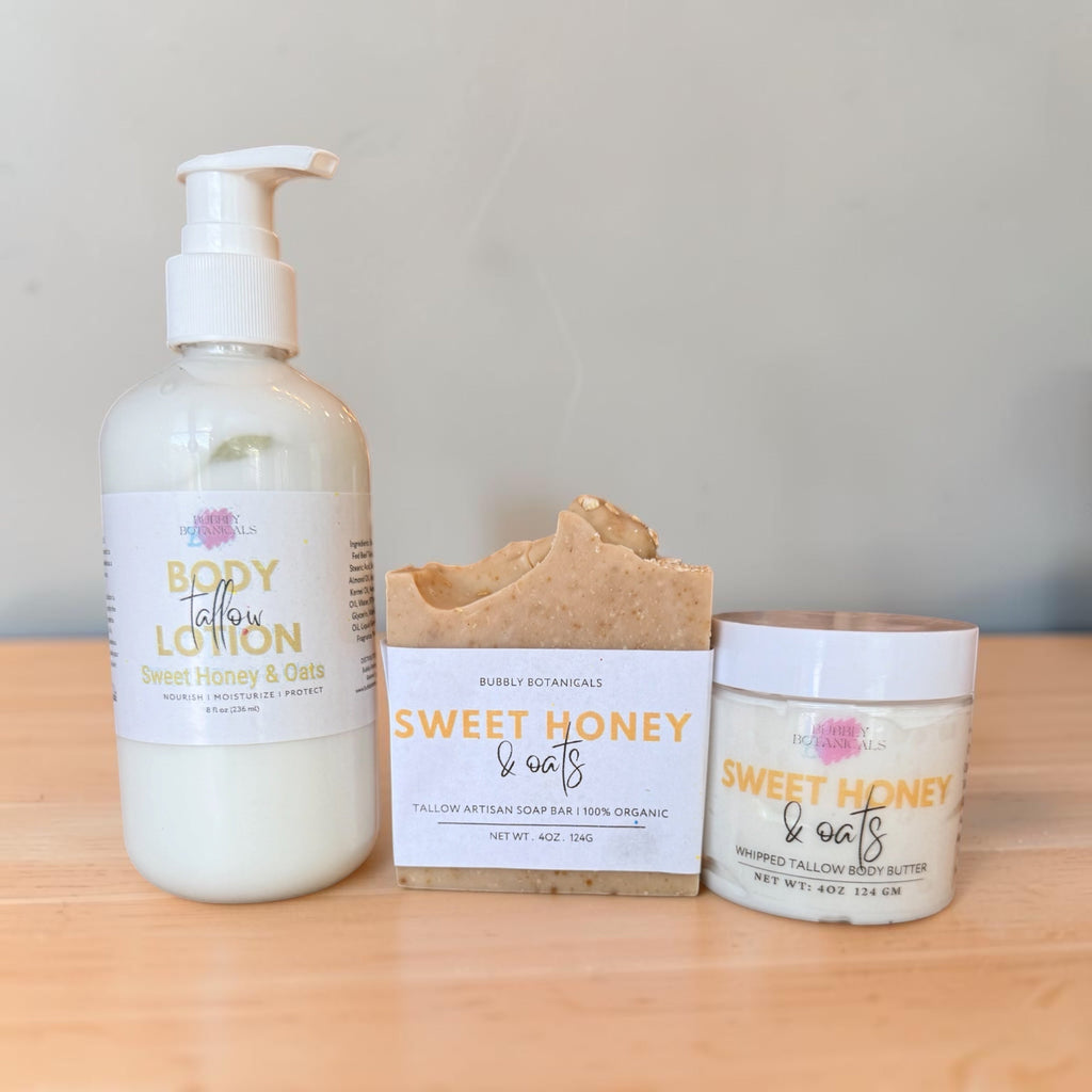 Handcrafted Tallow Soap - Sweet Honey & Oats | Honey Almond Scent