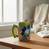 Colorful Handmade Mexican Coffee Mug | Talavera Ceramic Art