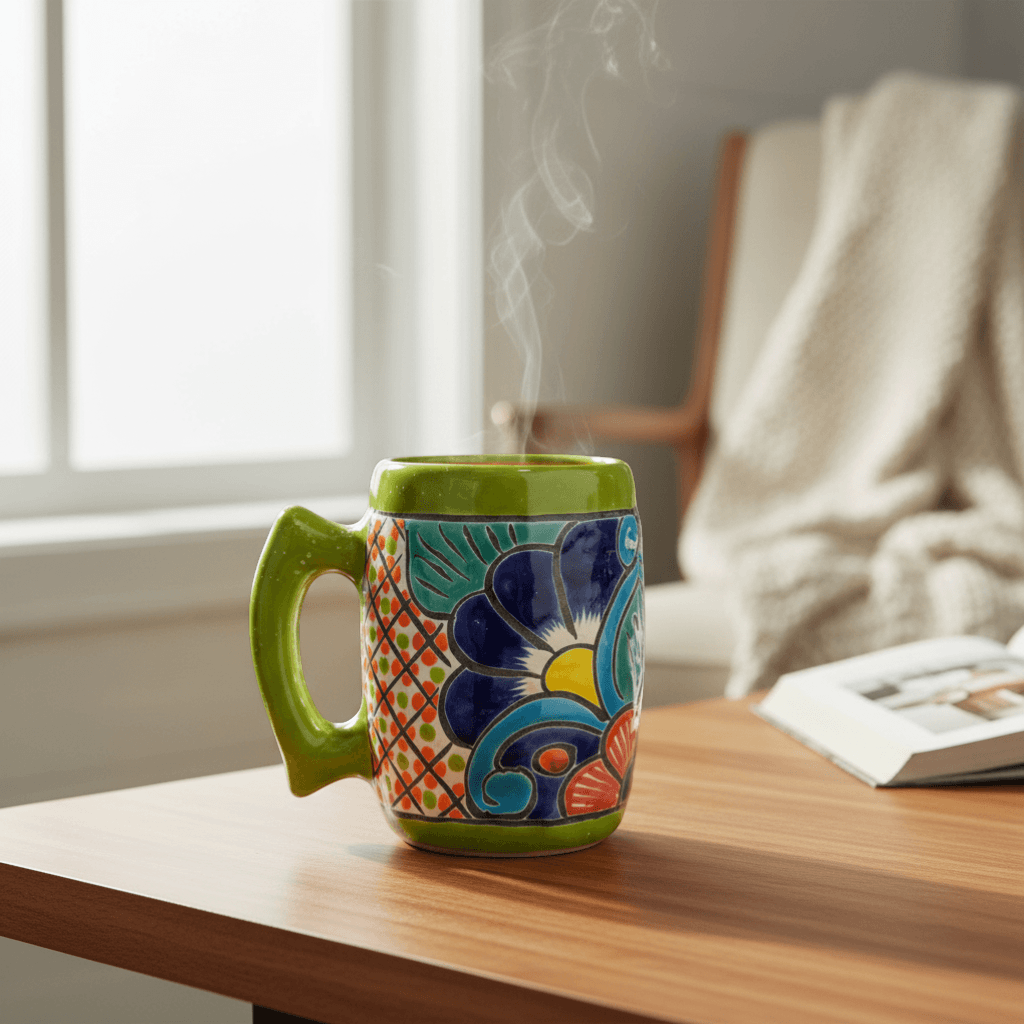 Colorful Handmade Mexican Coffee Mug | Talavera Ceramic Art