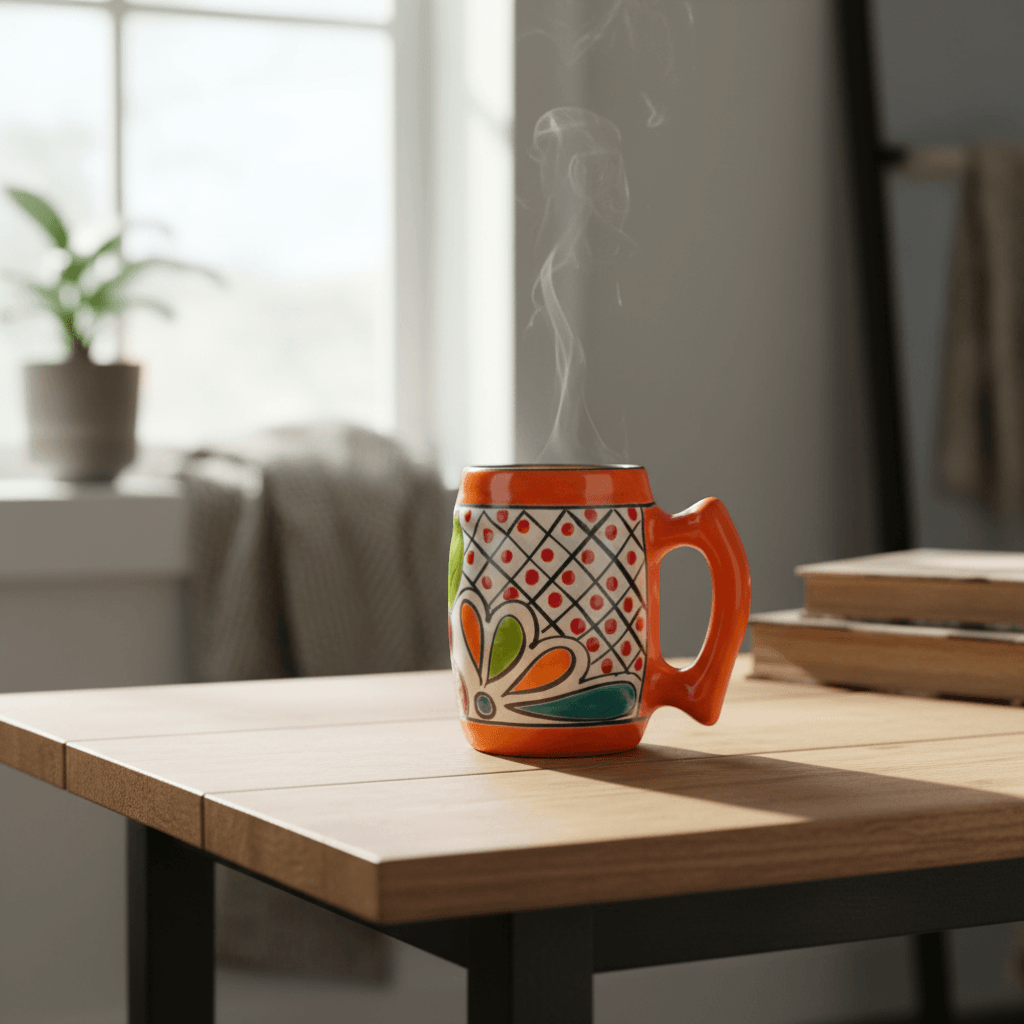 Colorful Handmade Mexican Coffee Mug | Talavera Ceramic Art