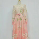 Blushing Garden Vintage Floral Dress – Romantic Ruffle Collar