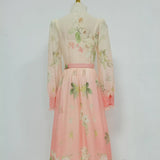 Blushing Garden Vintage Floral Dress – Romantic Ruffle Collar