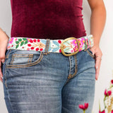 Wildberry Hand-Embroidered Floral Wide Belt