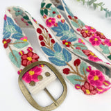 Wildberry Hand-Embroidered Floral Wide Belt