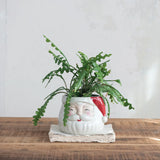 Jolly Little Santa Stoneware Planter – Christmas Décor