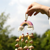 "The Rainbow Dream" - Handcrafted Felt Rainbow & Nut Shell Mobile Charm